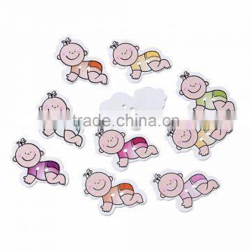 Lovely Mixed Two Holes Baby Shower Decoration Wood Sewing Scrapbooking Button photo-3