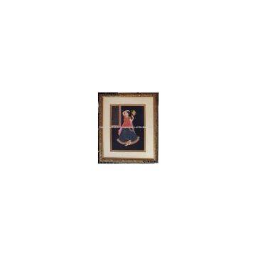 Lady with Traditional Trendy Fan, Art Paper Painting