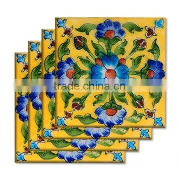 floral wall art ceramic tiles blue pottery tiles