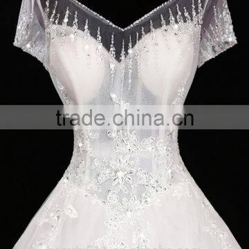 2017 Sexy Shoulder Belt Lace Mermaid Color Wedding Dress Bridal for Bride Scoop Neckline Bridal Dress F10601 photo-4