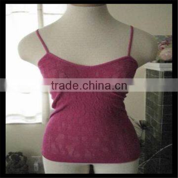 Women's Seamless Floral Jacquard Lace Cami pink color