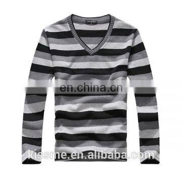 Hot Sale Mens Stripe Long Sleeve With V Neck T Shirt