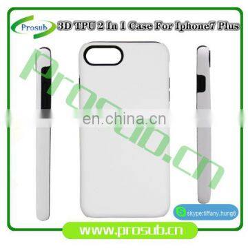 3d sublimation TPU 2 in 1 blank rubber cell phone case cover for Prosub- IP7 plus