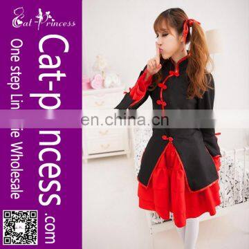 New Cheongsam featured long sleeves country girls costumes in black