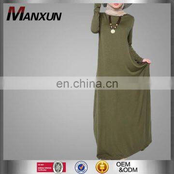 Latest muslim sportswear abaya everyday basic khaki elegant muslim women long loose dress