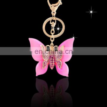 Wholesale Promotional cheap Fashion metal rhinestone insect butterfly Keychain MCA-0051