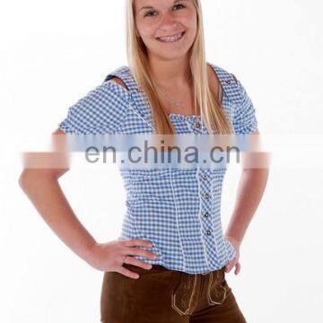 German Festival with our blouse / Blue/white checkered / 100% Cotton