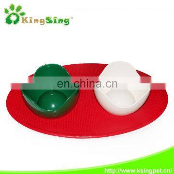 friendly envirenment plastic ,EVA+ABS double pet bowl(with silica gel anti-skidding placemat),3pcs/set, Dog Feeders Factory