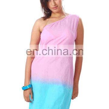 Cotton Hand Tie dye one side off shoulder Dress