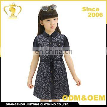 2017 Top Fashion Princess Girl Dress With Green Bow Hollow Girl Dress Wholesale Chidren Clothes