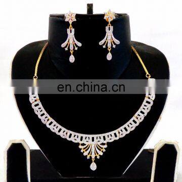 Bollywood CZ diamond bridal jewelry set-indian ethnic wholesale jewellery-American Diamond Jewellery-Cubic Zirconia Necklace set