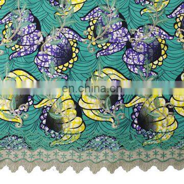 Nigeria New Fashionable Fabric Print Wax Mix Guipure Lace Fabric photo-2