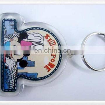 promotion custom design Acrylic keychain with pringting card inserted