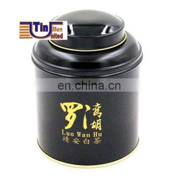 Black Chinese Round Tea Tin Box with An Inner Seperated Lid