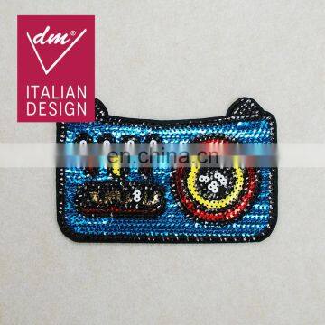 Blue color camera design sequin patches for blouses