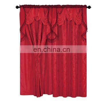 Burgundy Fancy Jacquard Curtain with Charming Valance Design