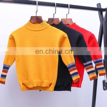 2020 New autumn girls childrens red yellow black knit sweater