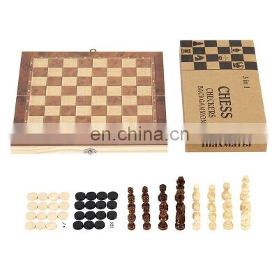 3 IN 1 Wooden Folding Chess Set Felted Game Board Interior for Storage Adult Kids Beginner Gift Family Game Chess Board