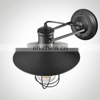 Loft Iron Black Industrial Style Adjustable Shade Led Wall Lamp for Indoor
