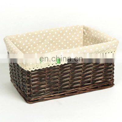 Hand-woven Wicker Willow Storage Baskets Nesting Organizer w/ Lining photo-5