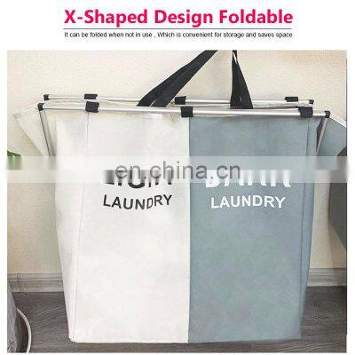 Trendy Multi Purpose New Modern Storage Double Folding Collapsible Laundry Basket photo-5