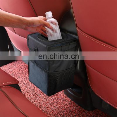 Autoaby Waterproof Auto Organizer Garbage Storage Pockets Closeable Portable Car Trash Can