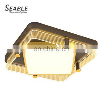 High Quality Indoor Decoration Bedroom Living Room Iron Acrylic Modern Black Gold LED Ceiling Lamp