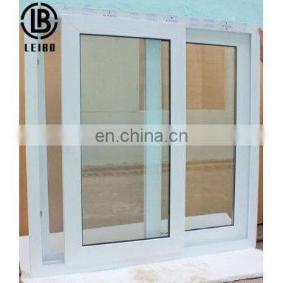 Custom white upvc white color double glass window upvc frame sliding glass window