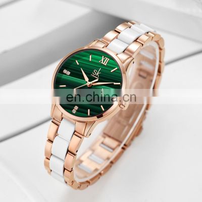 SHENGKE 2021 New Arrival Wacths Graceful Beauty Dress Wristwatchs Unique Emerald Handwatchs K0160L