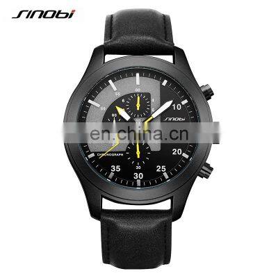 SINOBI Masculine Outdoor Watches Small Three Needle Watch Sports Luminous Wristwatch with Calendar Window Watch