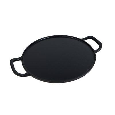 Double Loop Handled Cast Iron Stovetop Grill Round Baking Pan 12 Inch Cast Iron Pizza Pan for Grill BBQ photo-2