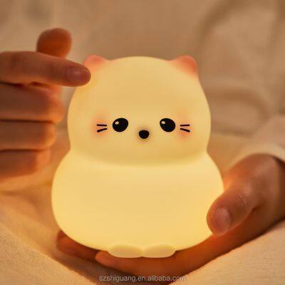 New Design Wholesale Hot Sale Silicone Night Light Cartoon Cute Cat Silicone Led Animal Lamp Children's Bedroom Night Light