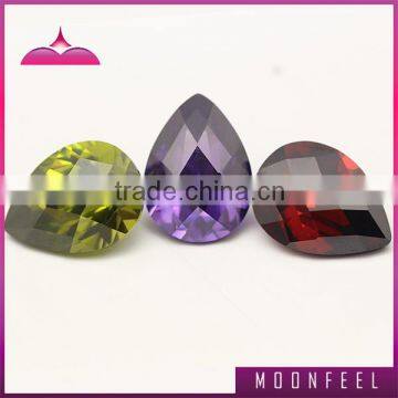 hot sale multi color pear checkerboard cut cz gemstone