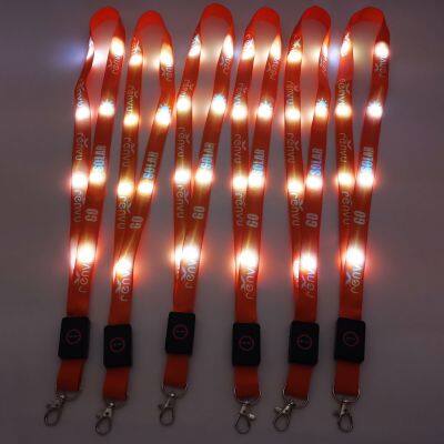 Party Supplies Glow Lanyards Custom LOGO Printed LED Flashing Lanyard Luminous Necklace