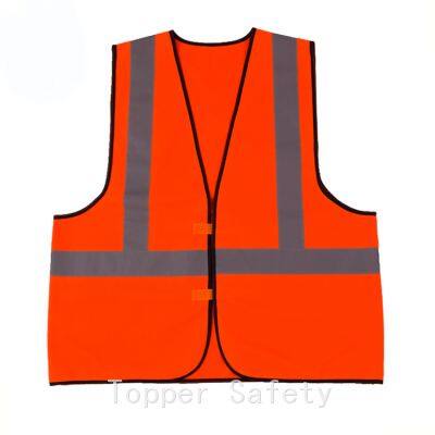 100% polyester hi visibility ENISO 20471 orange reflective vest
