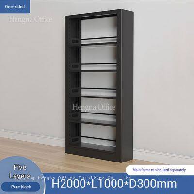 Industrial Style Bookshelf Metal Frame Five Tiers for Accounting Firm Sports Facility photo-1