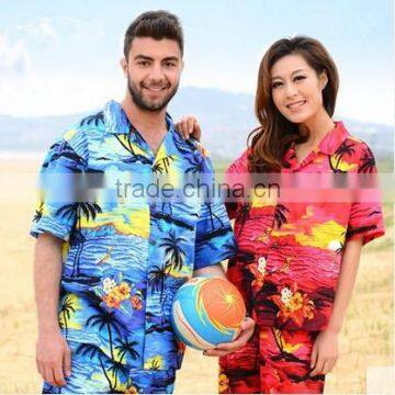 Couples Beach Hawaiian Leisure Men's and Women's 100% Cotton Short Sleeve Shirt Printing Loose Big Yards photo-4