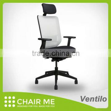 White mesh, white office chair, black backrest, mesh chair, ergonomic chair, 3D headrest, adjustable armrest, nylon base