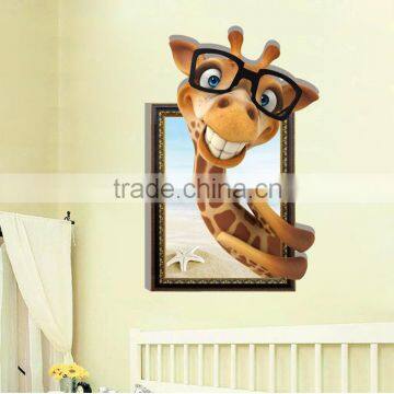 ALFOREVER cute giraffe 3D PVC new arrival hot selling broken mirror wall decals