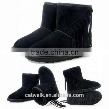 Fashion Winter Snow Boots Woman Wedge Boots Tassel Boots Light Brown Color Three Color Option photo-2