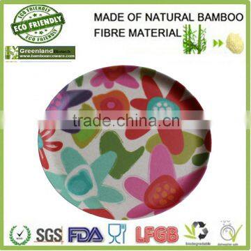Colorful Printing Round Bamboo Fiber Plate