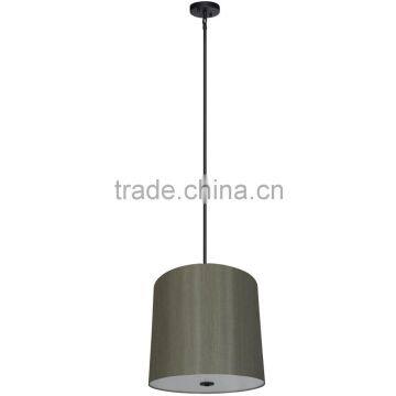 5 light chandelier(Lustre/La arana)in ebony bronze finish with a large round 22" x 20" coffee crunch fabric shade