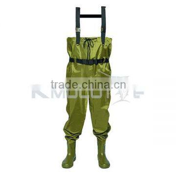 CHN-81202 high chest green color fishing wader boots waterproof nylon fabric