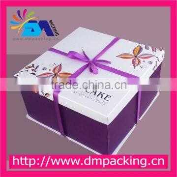 custom printed luxury cake paper box with ribbon