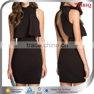 ladies high neck dress backless little black dress sheer overlay top sexy short mini dress indo western dresses