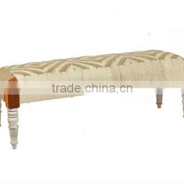 Natural Fibres Wooden Knitted Upholstery Bench