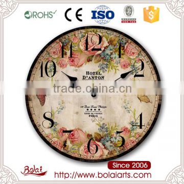 Decoration wall pattern variety roses garden mdf clock for kitchen