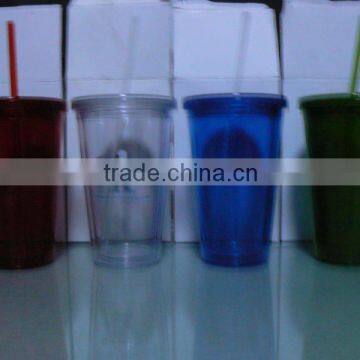 16oz doublewall PS /AS Cup with straw