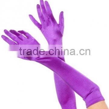 Purple elbow length satin gloves opera costume accessory