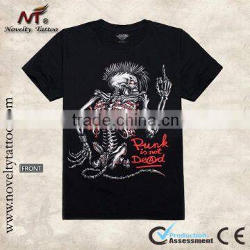 Y-100201 Skeleton Luminous Tattoo T-shirt Glow in the Dark